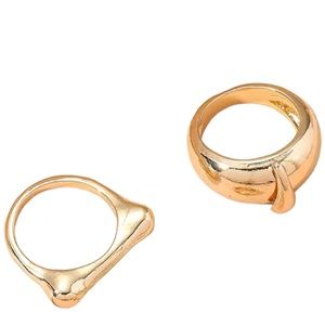 2 Piece Gold Trendy Style Ring Set